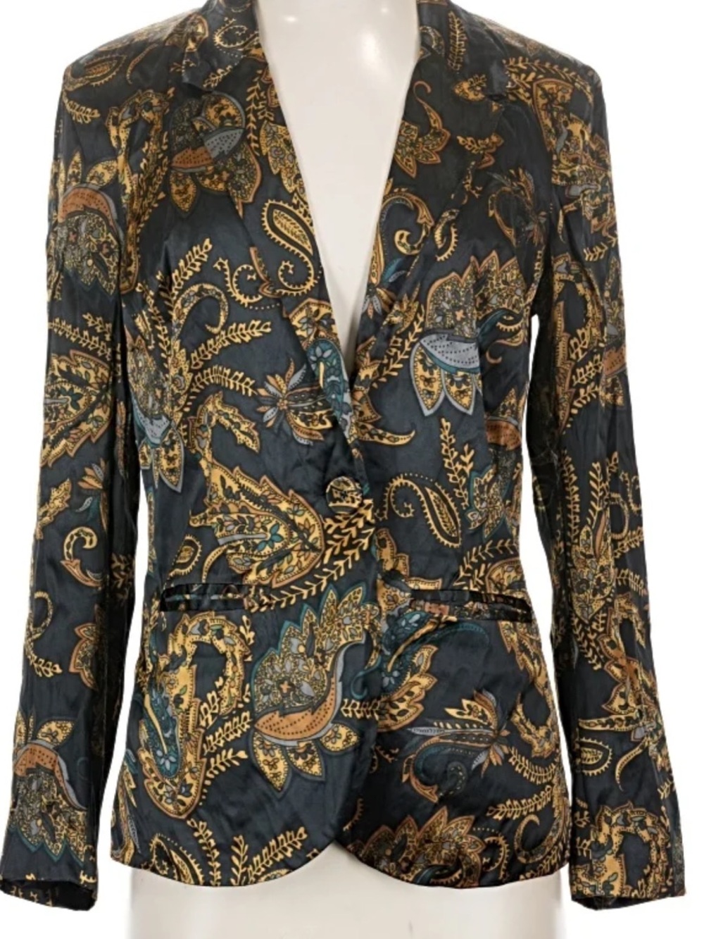 DR2 Black Blazer with Gold Paisley Accents
